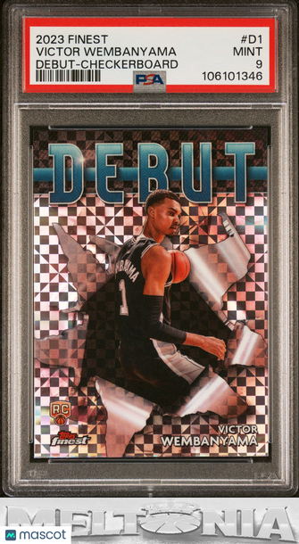 2023-24 Finest Victor Wembanyama #D-1 Debut Checkerboard Refractors RC PSA 9