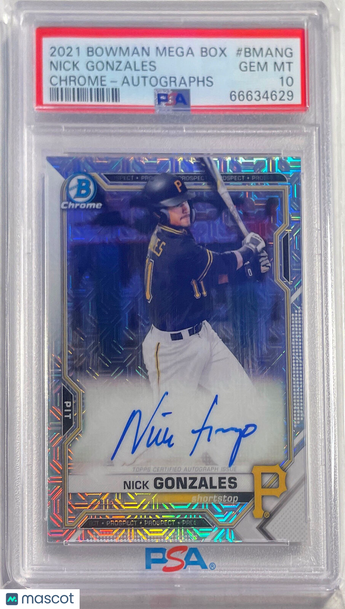 2021 Bowman Mega Box Chrome Autographs Nick Gonzales #BMANG PSA 10
