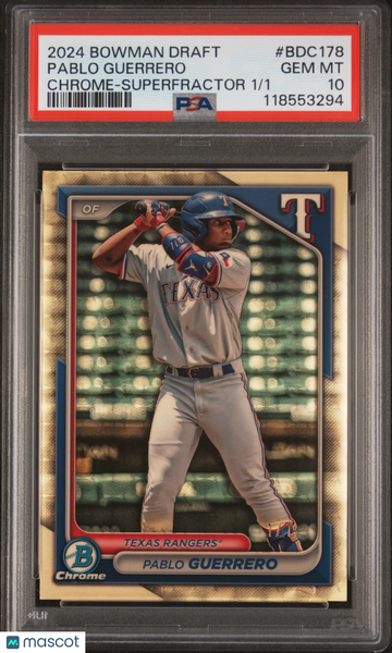 2024 Bowman Draft Pablo Guerrero #BDC178 Chrome Superfractor /1 PSA 10
