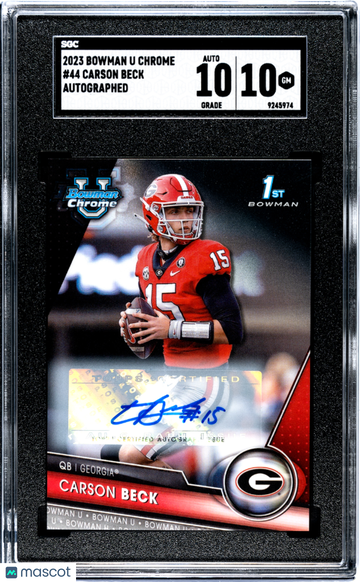 2023 Bowman University Chrome Carson Beck #44 Autograph SGC 10 Auto 10