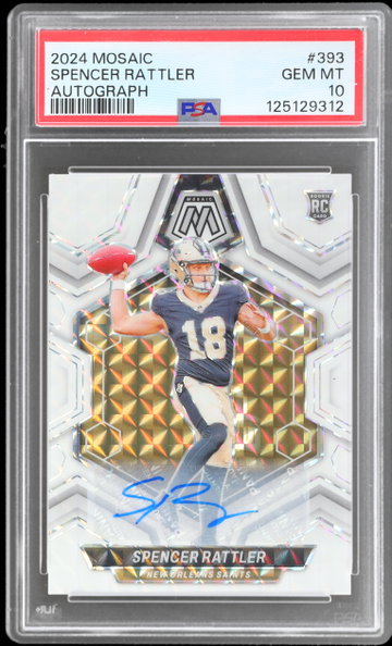 2024 Panini Mosaic Spencer Rattler Rookie Autograph PSA 10