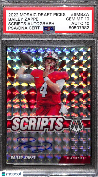 2022 Mosaic Draft Picks BAILEY ZAPPE Scripts Rookie Card Auto PSA 10/10 GEM MT
