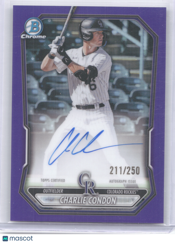 2026 Bowman Chrome Prospect Autograph Charlie Condon #CPA-CC Purple Refractor /250