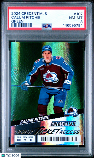 2024-25 Upper Deck Credentials Calum Ritchie #107 Green /25 Rookie PSA 8