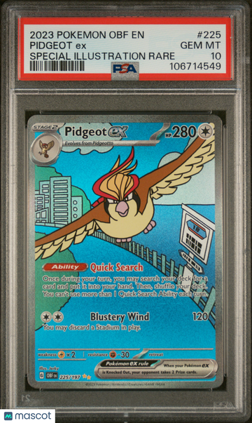 Pidgeot EX #225 2023 Pokemon Obf EN-Obsidian Flames PSA 10