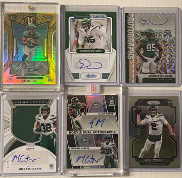 2021 2022 New York Jets 6 card lot Breece Hall Auto /25, 1/1 auto, 6 total