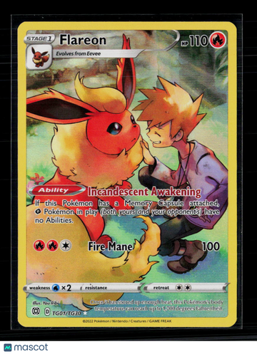 2022 Brilliant Stars Flareon Holo Rare CHR #TG01/TG30
