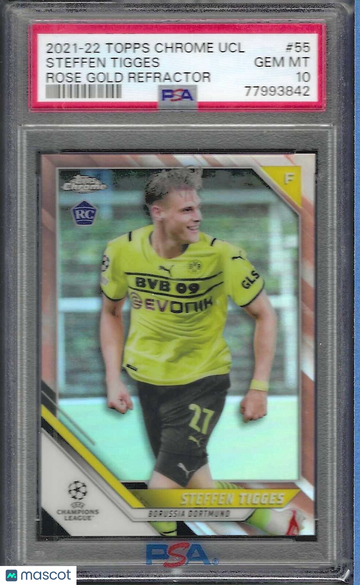 2021 Topps Chrome UEFA Champions League Steffen Tigges #55 Rose Gold Refractor PSA 10