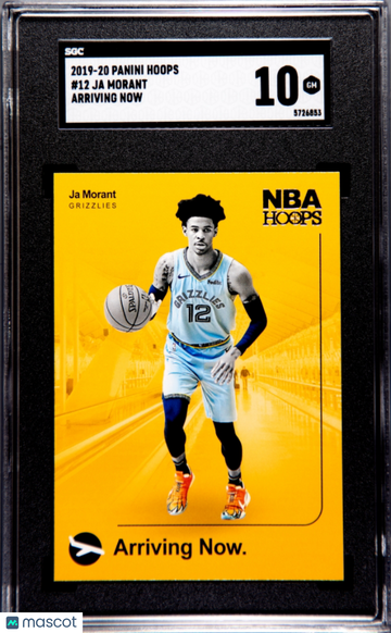 2019 Panini Hoops Ja Morant #12 Arriving Now Rookie SGC 10