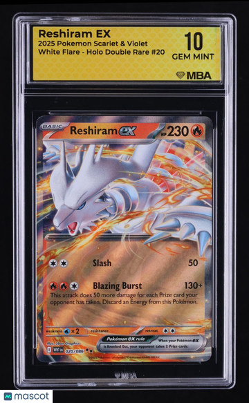2025 Pokemon Scarlet & Violet White Flare Reshiram Holo MBA 10 #20