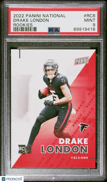 2022 Panini National Rookies Drake London #RC6 /499 Rookie PSA 9