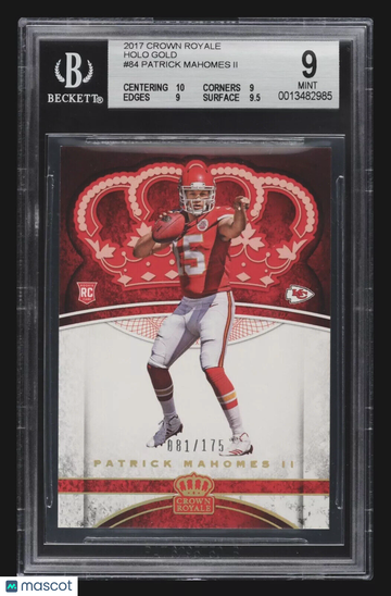 /175 POP 5 BGS 10 9 9 9.5 RC Patrick Mahomes 2017 Crown Royale GOLD HOLO Rookie