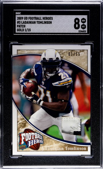 2009 UD Football Heroes Game-Used Jersey LADAINIAN TOMLINSON Gold #1/15 SGC 8