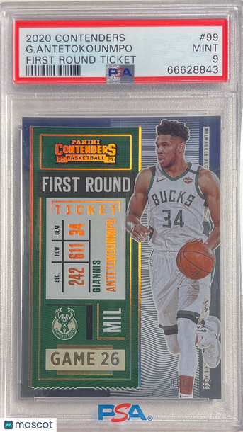 2020 Panini Contenders G. Antetokounmpo #99 First Round Ticket PSA 9