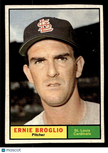 1961 Topps Ernie Broglio #420 Blank Back Error