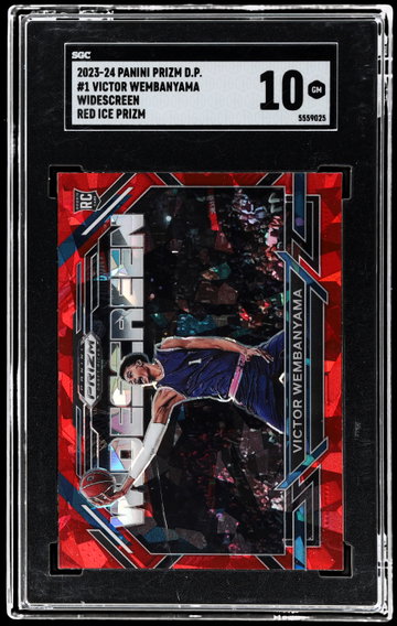 2023 Panini Prizm Draft Picks Victor Wembanyama Widescreen Red Ice Prizm SGC 10 RC