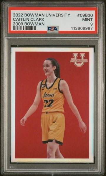 2022 Bowman Chrome University '09 Bowman Caitlin Clark #09B30 PSA 9