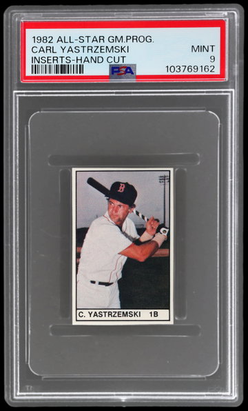 1982 All-star Game Program Carl Yastrzemski Inserts Hand Cut PSA 9