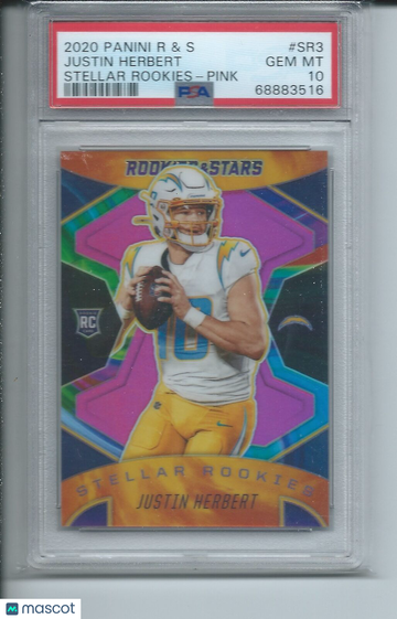2020 Panini Rookies & Stars Stellar Rookies Justin Herbert #SR3 Pink PSA 10