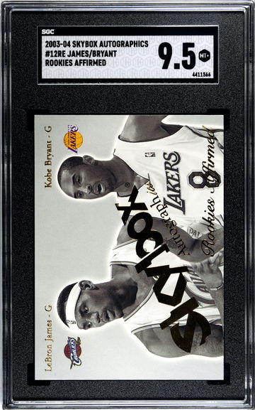 2003-04 Skybox Autographics Lebron James Kobe Bryant Rookies Affirmed #12RE SGC 9.5