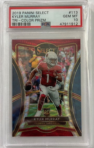 2019 Kyler Murray Panini Select Premier Level Tri Color Prizm PSA 10