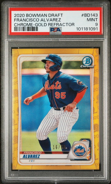 2020 Bowman Chrome Draft Gold Refractor Francisco Alvarez #BD143 /50 PSA 9
