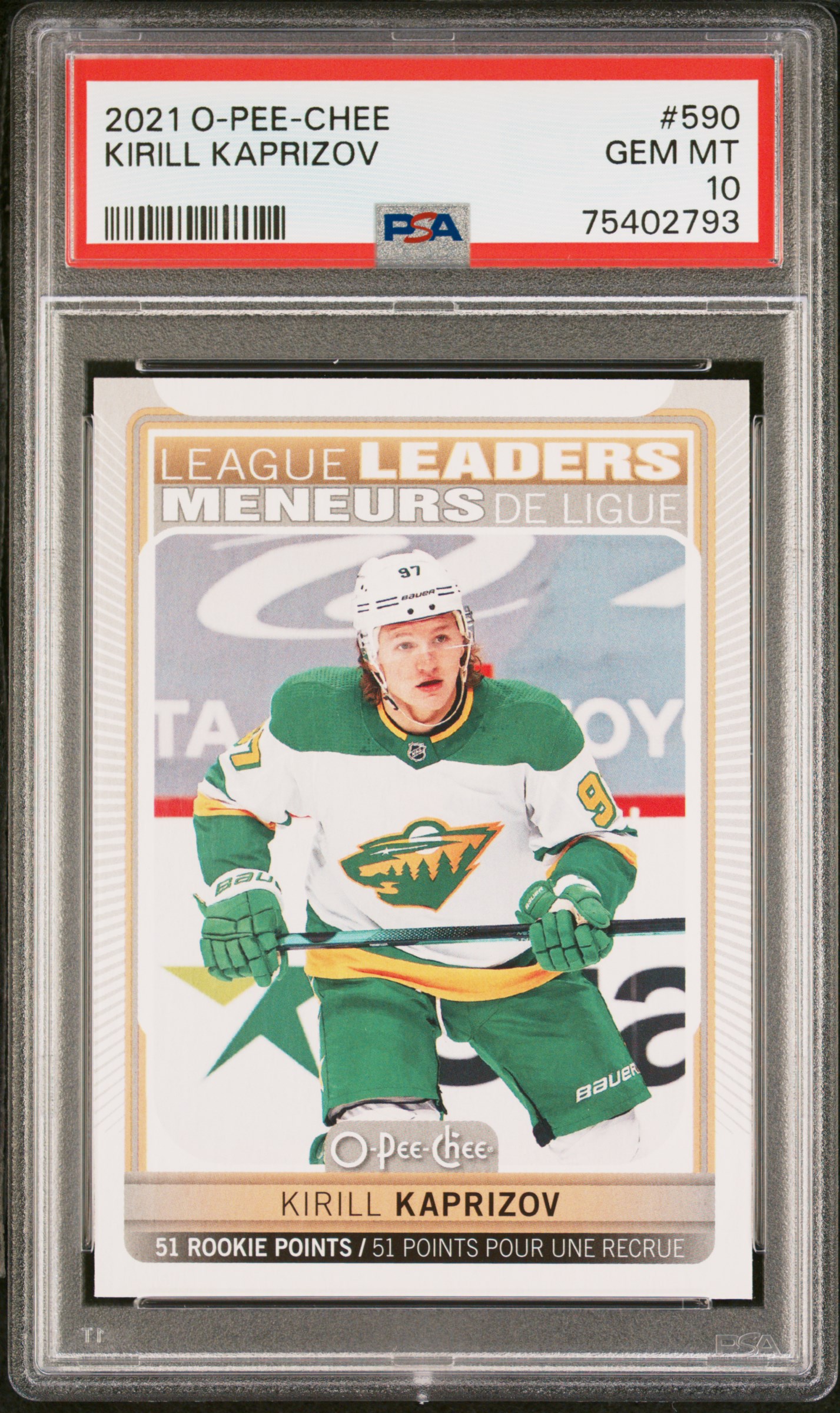 2021 O-Pee-Chee Kirill Kaprizov #590 PSA 10