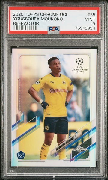 2020 TOPPS YOUSSOUFA MOUKOKO CHROME UEFA CHAMPIONS LEAGUE REFRACTOR #55 PSA 9