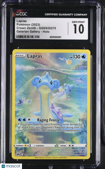 2023 Pokemon Crown Zenith Lapras Holo CGC 10 #GG05/GG70