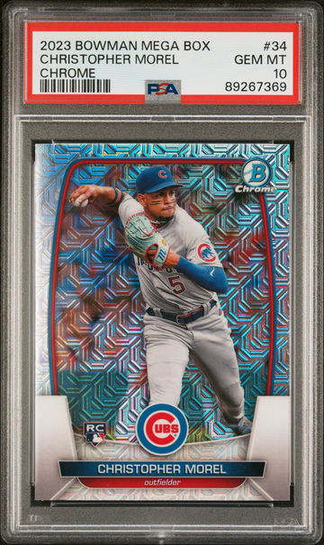 2023 Bowman Chrome Mega Box Mojo Refractor Christopher Morel #34 RC PSA 10