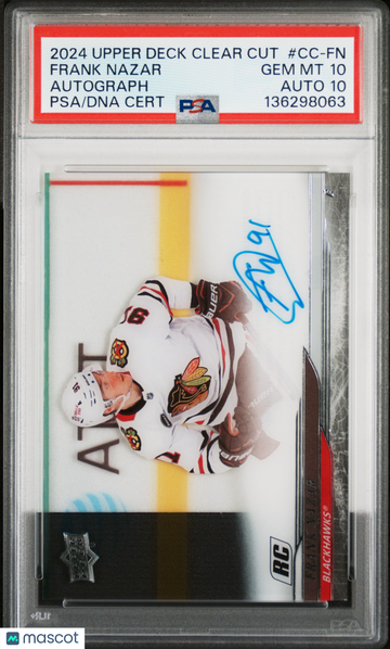 2024 Upper Deck Clear Cut Autographs Frank Nazar #CC-FN Low Pop Rookie PSA 10 Auto 10