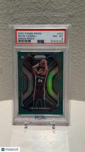 Devin Vassell 2020 Panini Prizm #252-Green PSA 8
