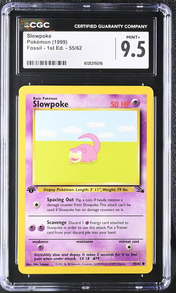 1999 Pokemon #55/62 Slowpoke Fossil - 1st Ed. CGC 9.5