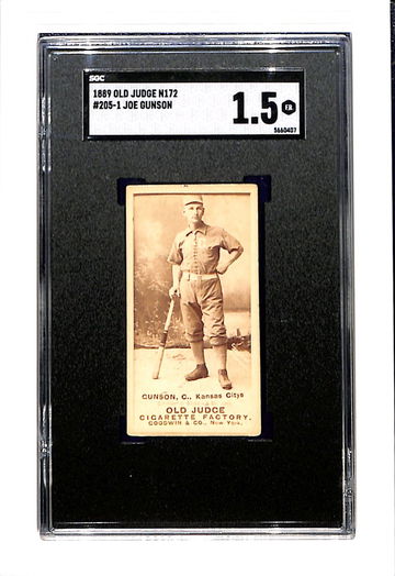 1887 N172 Old Judge #205-1 Joe Gunson SGC 1.5 Kansas City Cowboys