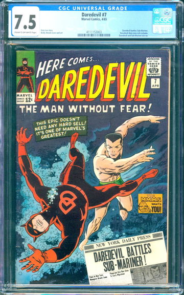 Daredevil #7 (1965) CGC 7.5 - 1st classic red costume; Submariner fight cover