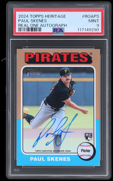 2024 Topps Heritage Paul Skenes Real One Autograph PSA 9