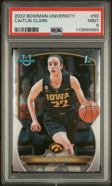 2022 Bowman University Caitlin Clark #50 PSA 9