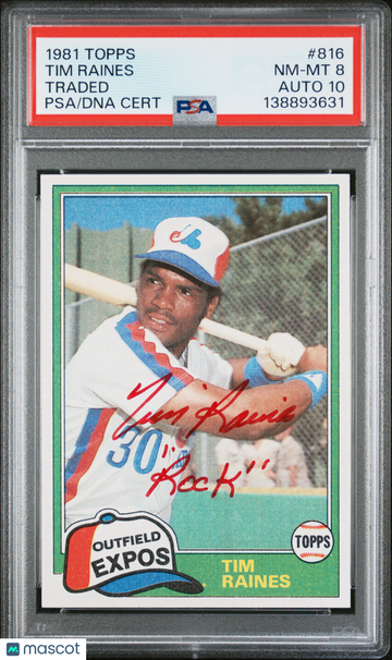 Tim Raines 1981 Topps #816 Rookie PSA 8.