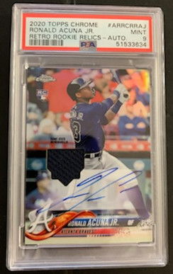 2020 Topps Chrome Rookie Retro Relics Auto Ronald Acuna Jr. PSA 9