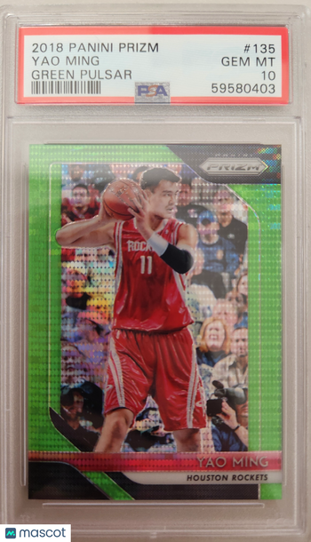 2018 Panini Prizm Yao Ming #135 Green Pulsar PSA 10