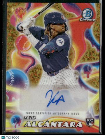 2025 Bowman Chrome Kevin Alcántara Gold Mini /50 RC Rookie Melt Mashers Auto Topps