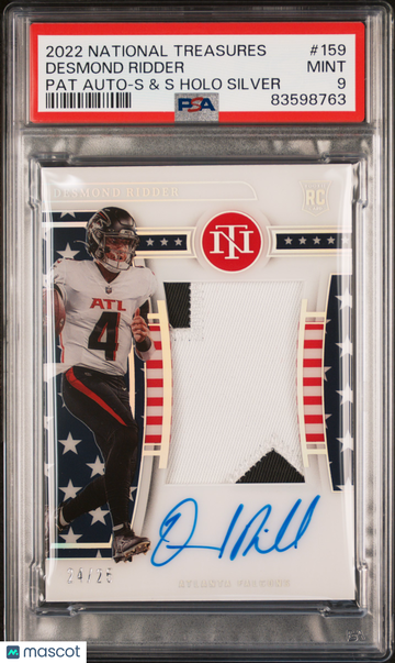 2022 National Treasures Desmond Ridder PSA 9 Star & Striple Auto Patch Rookie