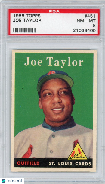 1958 Topps Joe Taylor #451 PSA 8
