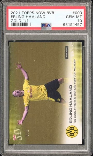 PSA 10 1/1 GOLD SSP GRAIL 2021 Topps Now Borussia Dortmund Yellow Erling Haaland