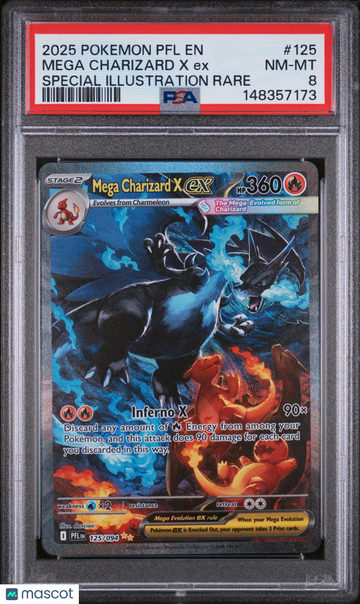 Phantasmal Flames Mega Charizard X ex Holo Special Illustration Rare PSA 8 #125/094