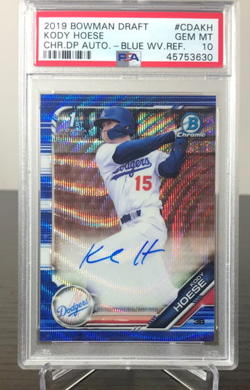 Kody Hoese 2019 Bowman Draft Blue Wave Refractor Auto /150 PSA 10