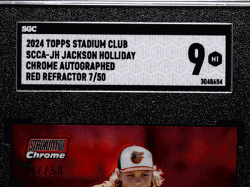 2024 Topps Stadium Club Jackson Holliday #SCCA-JH Chrome Autograph Red Refractor SGC 9