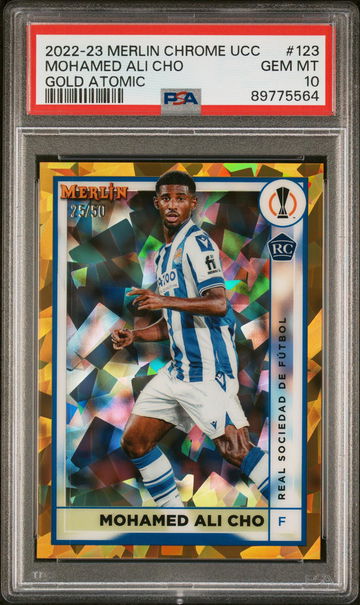 2022 Merlin #123 Mohamed Ali Cho Gold Atomic /50 PSA 10