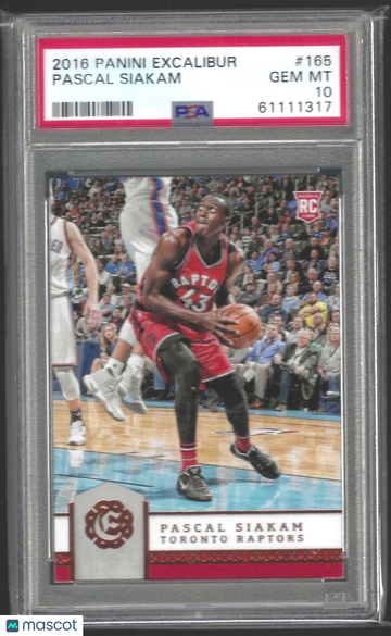 2016 Panini Excalibur Pascal Siakam #165 PSA 10