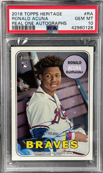 2018 Topps Heritage Ronald Acuna Jr Real One Auto PSA 10